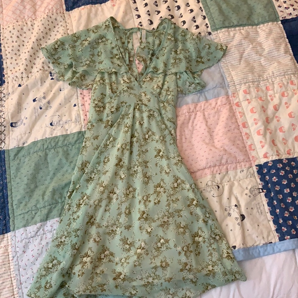 Mint Green Urban Outfitter UO Floral Dress XS